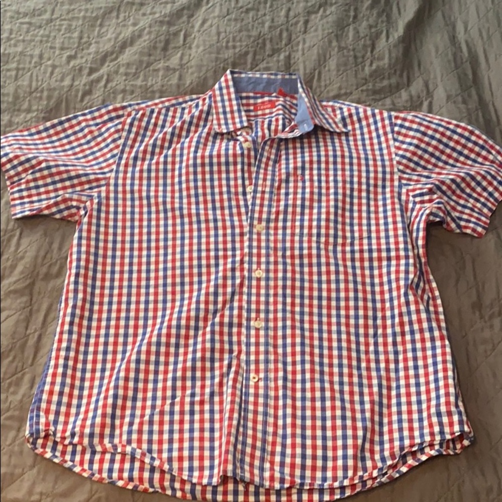 Izod red & blue checked short sleeved button up